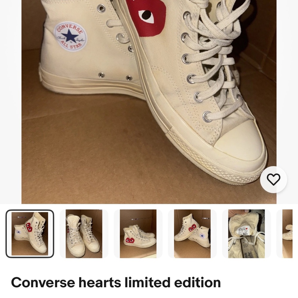 Converse Cream and Red High-Top Sneakers